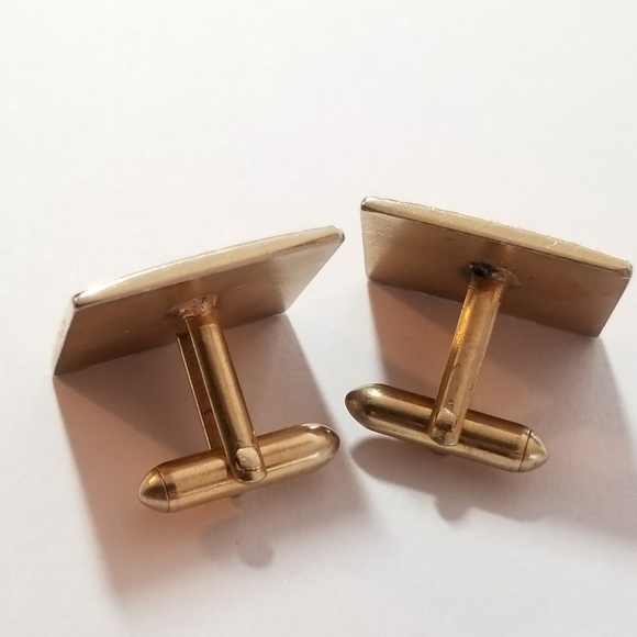 Relisted -Vintage Swank cuff links gold tone square honey - Picture 4 of 7